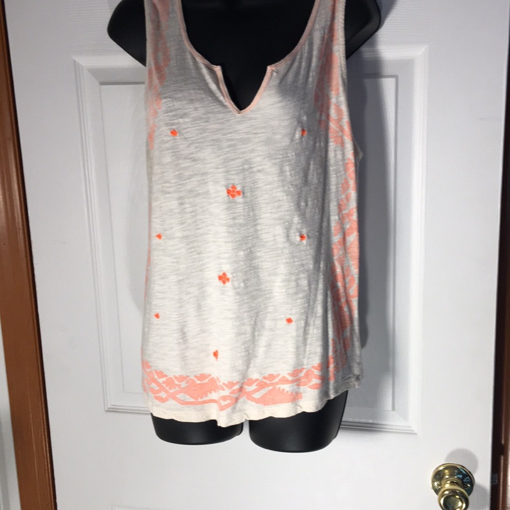 Lucky Brand tank orange and cream color size large